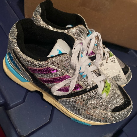 ADIDAS ORIGINALS ZX 4000 SEQUINED SNEAKERS size 7 sparkle sequin phish holiday - Picture 7 of 11